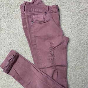 Slightly distressed mauve pants